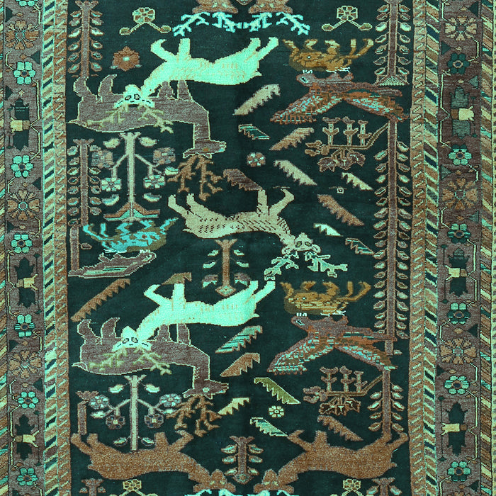 Machine Washable Animal Turquoise Traditional Area Rugs, wshtr3426turq