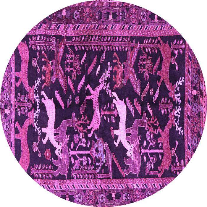 Round Machine Washable Animal Purple Traditional Area Rugs, wshtr3426pur