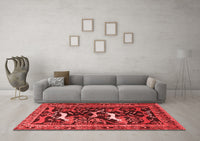 Machine Washable Animal Red Traditional Rug, wshtr3426red