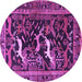 Round Animal Purple Traditional Rug, tr3426pur