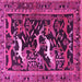 Square Animal Pink Traditional Rug, tr3426pnk