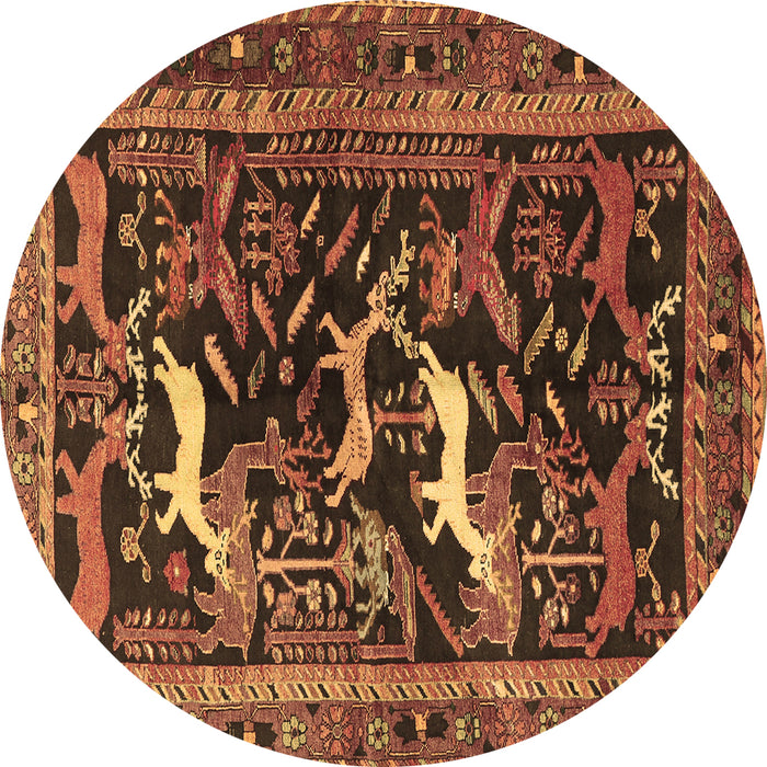Round Animal Brown Traditional Rug, tr3426brn