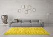 Machine Washable Persian Yellow Traditional Rug in a Living Room, wshtr3427yw