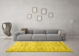 Machine Washable Persian Yellow Traditional Rug in a Living Room, wshtr3427yw