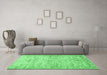 Machine Washable Persian Emerald Green Traditional Area Rugs in a Living Room,, wshtr3427emgrn