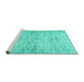 Sideview of Machine Washable Persian Turquoise Traditional Area Rugs, wshtr3427turq