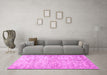 Machine Washable Persian Pink Traditional Rug in a Living Room, wshtr3427pnk