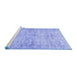 Sideview of Machine Washable Persian Blue Traditional Rug, wshtr3427blu