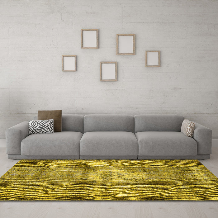 Machine Washable Persian Yellow Traditional Rug in a Living Room, wshtr3428yw