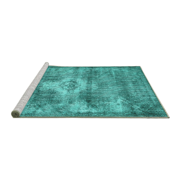 Sideview of Machine Washable Persian Turquoise Traditional Area Rugs, wshtr3428turq