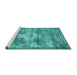 Sideview of Machine Washable Persian Turquoise Traditional Area Rugs, wshtr3428turq