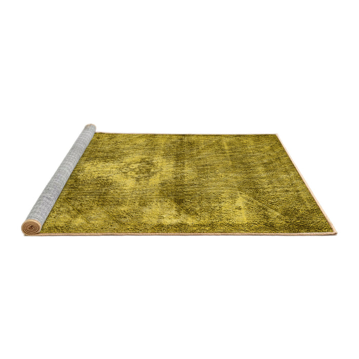 Sideview of Machine Washable Persian Yellow Traditional Rug, wshtr3428yw