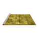 Sideview of Machine Washable Persian Yellow Traditional Rug, wshtr3428yw