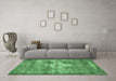 Machine Washable Persian Emerald Green Traditional Area Rugs in a Living Room,, wshtr3428emgrn