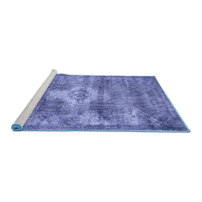 Sideview of Machine Washable Persian Blue Traditional Rug, wshtr3428blu