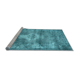 Sideview of Machine Washable Persian Light Blue Traditional Rug, wshtr3428lblu