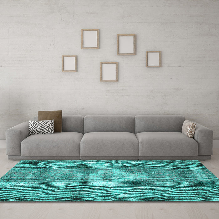 Machine Washable Persian Turquoise Traditional Area Rugs in a Living Room,, wshtr3428turq
