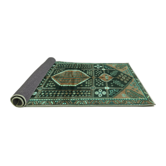 Sideview of Persian Turquoise Traditional Rug, tr3429turq