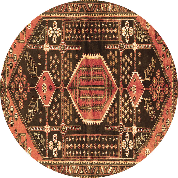 Round Persian Brown Traditional Rug, tr3429brn