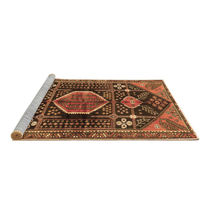 Sideview of Machine Washable Persian Brown Traditional Rug, wshtr3429brn