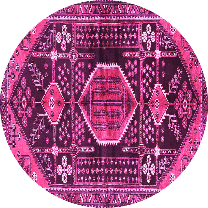 Round Machine Washable Persian Pink Traditional Rug, wshtr3429pnk