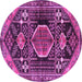 Round Persian Purple Traditional Rug, tr3429pur