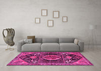 Machine Washable Persian Pink Traditional Rug, wshtr3429pnk