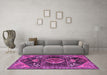 Machine Washable Persian Purple Traditional Area Rugs in a Living Room, wshtr3429pur