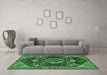 Machine Washable Persian Emerald Green Traditional Area Rugs in a Living Room,, wshtr3429emgrn