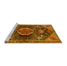 Sideview of Machine Washable Persian Yellow Traditional Rug, wshtr3429yw