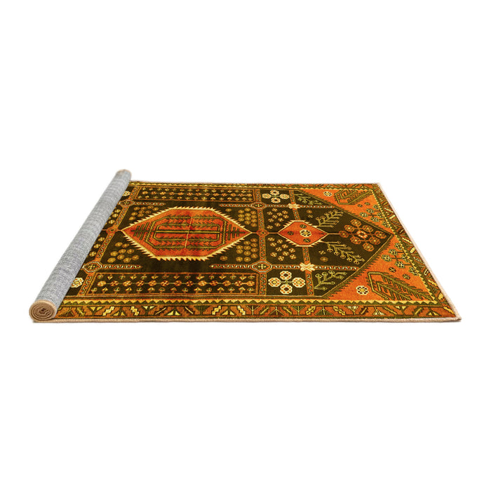 Sideview of Machine Washable Persian Yellow Traditional Rug, wshtr3429yw