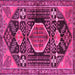 Square Machine Washable Persian Pink Traditional Rug, wshtr3429pnk