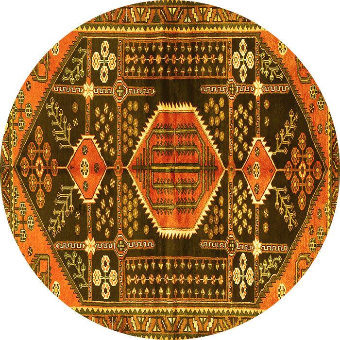 Round Persian Yellow Traditional Rug, tr3429yw