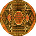 Round Persian Yellow Traditional Rug, tr3429yw