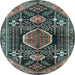 Round Persian Light Blue Traditional Rug, tr3429lblu