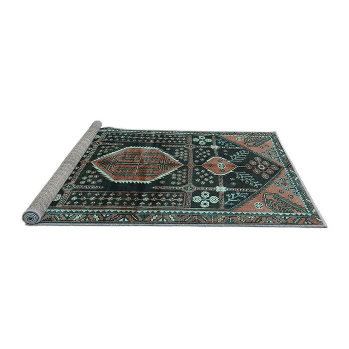 Sideview of Machine Washable Persian Light Blue Traditional Rug, wshtr3429lblu