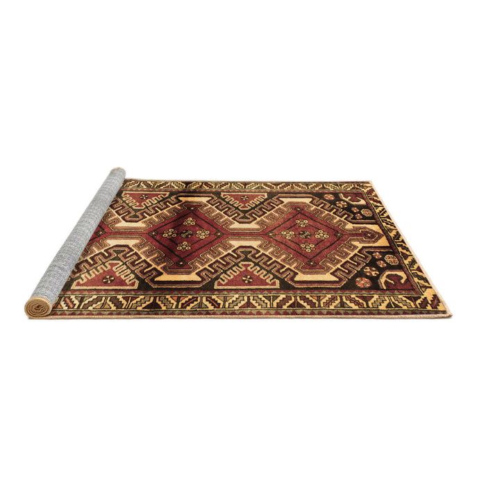 Sideview of Machine Washable Persian Brown Traditional Rug, wshtr342brn