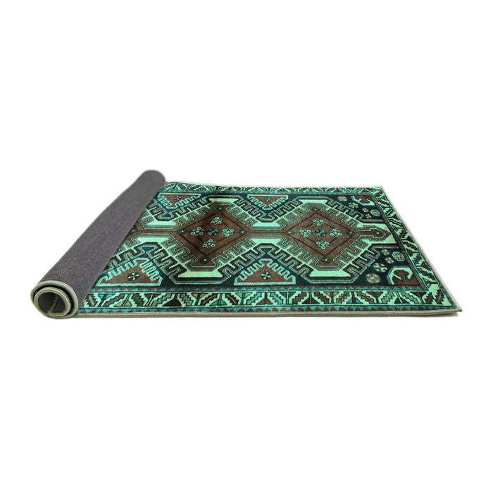 Sideview of Persian Turquoise Traditional Rug, tr342turq