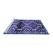 Sideview of Machine Washable Persian Blue Traditional Rug, wshtr342blu