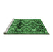 Sideview of Machine Washable Persian Emerald Green Traditional Area Rugs, wshtr342emgrn