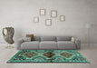 Machine Washable Persian Turquoise Traditional Area Rugs in a Living Room,, wshtr342turq