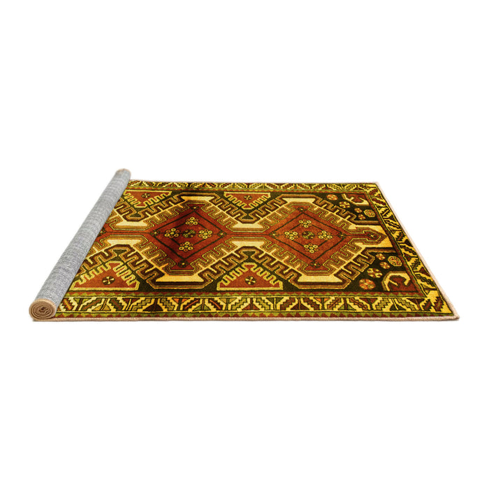 Sideview of Machine Washable Persian Yellow Traditional Rug, wshtr342yw