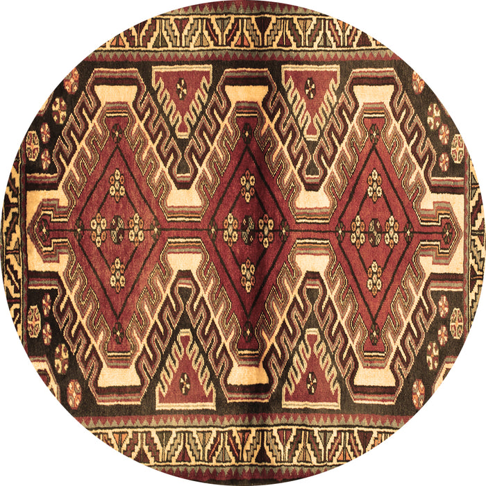Round Persian Brown Traditional Rug, tr342brn