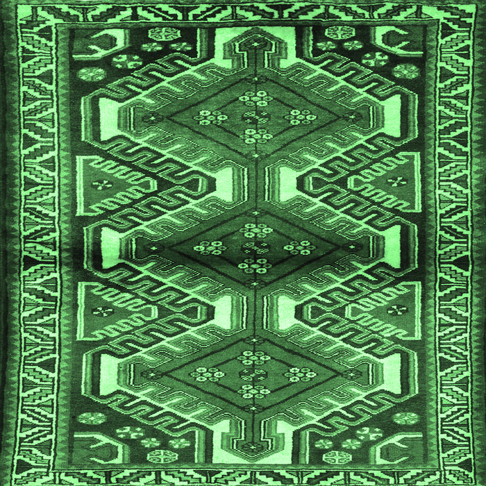 Square Machine Washable Persian Emerald Green Traditional Area Rugs, wshtr342emgrn