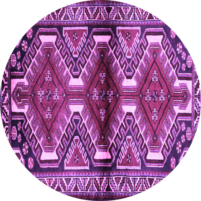 Round Persian Purple Traditional Rug, tr342pur
