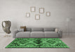 Machine Washable Persian Emerald Green Traditional Area Rugs in a Living Room,, wshtr342emgrn