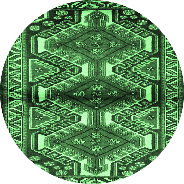 Round Machine Washable Persian Emerald Green Traditional Area Rugs, wshtr342emgrn