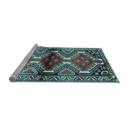 Sideview of Machine Washable Persian Light Blue Traditional Rug, wshtr342lblu