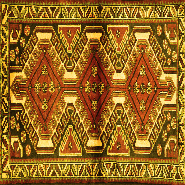 Square Machine Washable Persian Yellow Traditional Rug, wshtr342yw