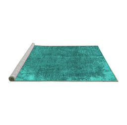 Sideview of Machine Washable Persian Turquoise Traditional Area Rugs, wshtr3430turq